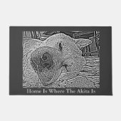 かわいい秋田睡眠の写真の歓迎の家のスローガン ドアマット (正面)