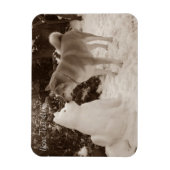 かわいい秋田雪だるまキスをするの雪犬の写真 マグネット (縦)