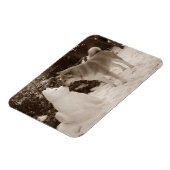 かわいい秋田雪だるまキスをするの雪犬の写真 マグネット (左側)