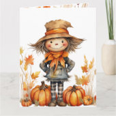 かわいい秋秋のカボチャと葉 カード (正面)