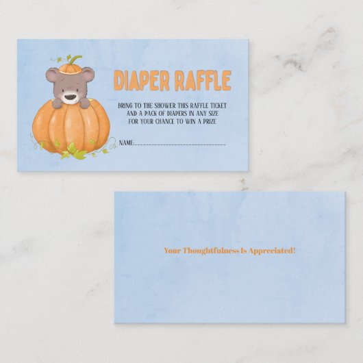 かわいい秋秋のクマかぼちゃおむつラッフル 名刺 (正面/裏面)