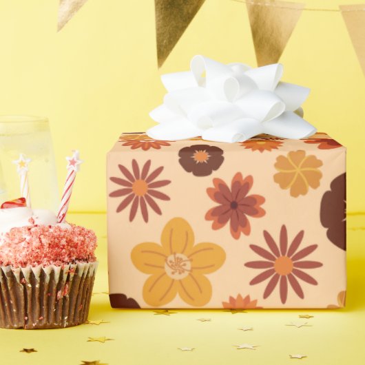 かわいい秋花秋の誕生日ギフトシームレス ラッピングペーパー (誕生日パーティー)