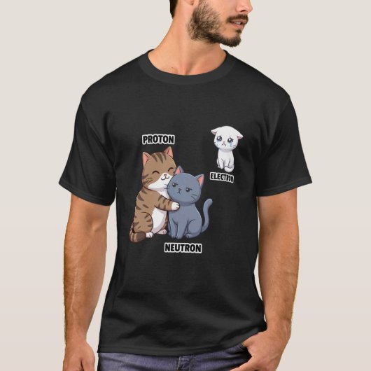 かわいい科学猫陽子中性子電子物理学 Tシャツ (正面)