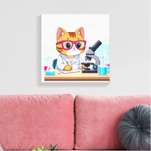 かわいい科学者猫 - かわいいキャラクターのラボキャンバスアート キャンバスプリント