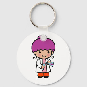 かわいい科学者/フラスコの化学者の少女 キーホルダー