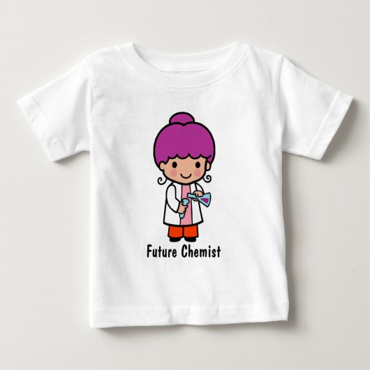 かわいい科学者/フラスコの化学者の少女 ベビーTシャツ (正面)