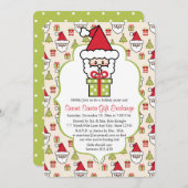 かわいい秘密のサンタクリスマスパーティー 招待状 (正面/裏面)