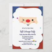 かわいい秘密サンタギフト交換クリスマスパーティー 招待状 (正面)