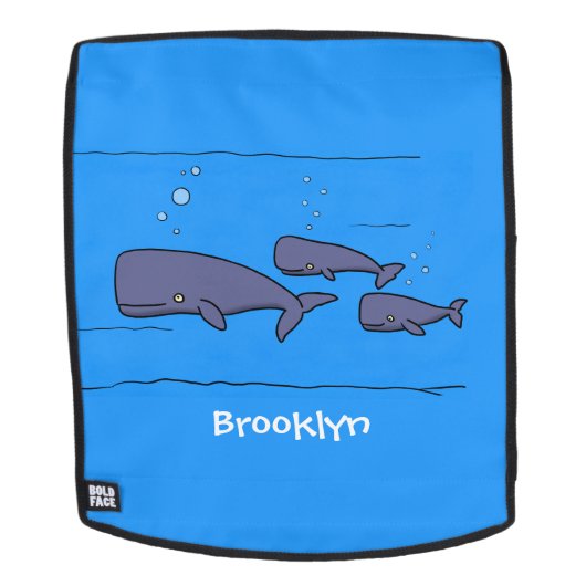 かわいい移動する漫画のクジラのイラスト バックパック (取り外し可フェース)