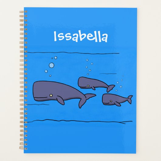 かわいい移動する漫画のクジラのイラスト プランナー手帳 (正面)