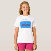 かわいい移動する漫画のクジラのイラスト Tシャツ (正面フル)