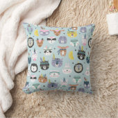 かわいい種族の顔パターン クッション (ブランケット)