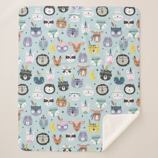 かわいい種族の顔パターン シェルパブランケット (正面)