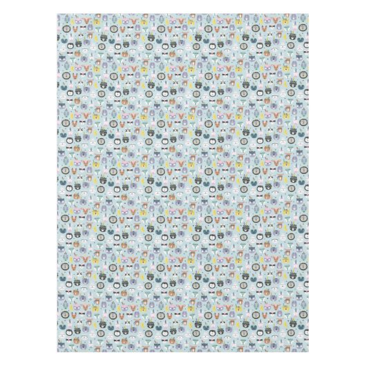 かわいい種族の顔パターン テーブルクロス (正面)