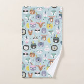 かわいい種族の顔パターン バスタオルセット (ハンドタオル)