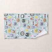 かわいい種族の顔パターン バスタオルセット (ハンドタオル)