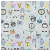 かわいい種族の顔パターン ファブリック (クローズアップ)