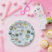 かわいい種族の顔パターン ペーパープレート (パーティー)