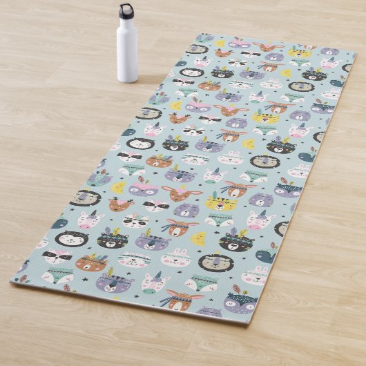 かわいい種族の顔パターン ヨガマット (インサイチュ)