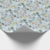 かわいい種族の顔パターン ラッピングペーパー (角)