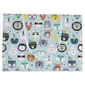 かわいい種族の顔パターン ラージペーパーバッグ (裏面)