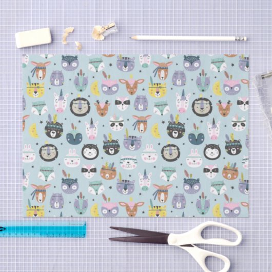 かわいい種族の顔パターン 薄葉紙 (クラフト)