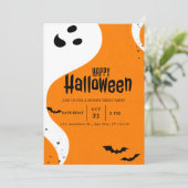 かわいい種類の幽霊とこうもりオレンジハローウィンパーティ 招待状 (スタンド正面)