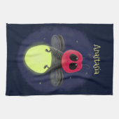 かわいい稲妻の虫ホタル漫画イラストレーション キッチンタオル (横)