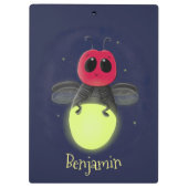 かわいい稲妻の虫ホタル漫画イラストレーション クリップボード (裏面)