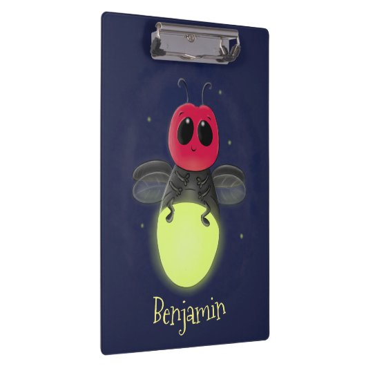 かわいい稲妻の虫ホタル漫画イラストレーション クリップボード (右)