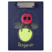 かわいい稲妻の虫ホタル漫画イラストレーション クリップボード (正面)