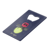 かわいい稲妻の虫ホタル漫画イラストレーション クレジットカード栓抜き (正面アングル)