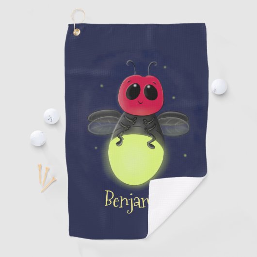 かわいい稲妻の虫ホタル漫画イラストレーション ゴルフタオル (インサイチュ)
