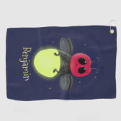 かわいい稲妻の虫ホタル漫画イラストレーション ゴルフタオル (横)