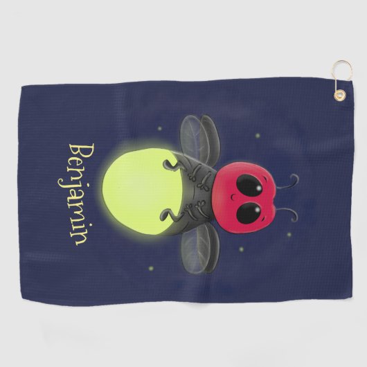 かわいい稲妻の虫ホタル漫画イラストレーション ゴルフタオル (横)