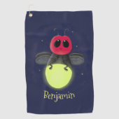 かわいい稲妻の虫ホタル漫画イラストレーション ゴルフタオル (正面)