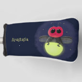 かわいい稲妻の虫ホタル漫画イラストレーション ゴルフヘッドカバー (正面)