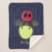 かわいい稲妻の虫ホタル漫画イラストレーション シェルパブランケット (正面)