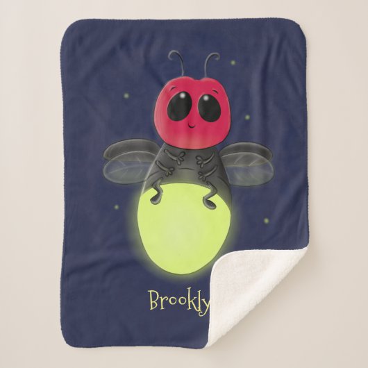 かわいい稲妻の虫ホタル漫画イラストレーション シェルパブランケット (正面)