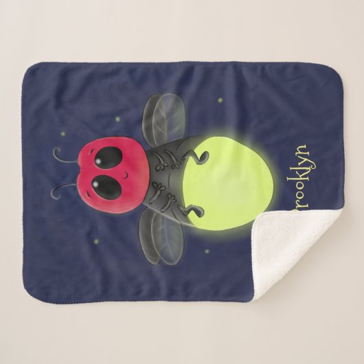 かわいい稲妻の虫ホタル漫画イラストレーション シェルパブランケット (正面(横))