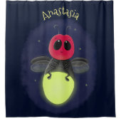 かわいい稲妻の虫ホタル漫画イラストレーション シャワーカーテン (正面)