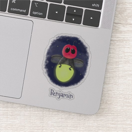 かわいい稲妻の虫ホタル漫画イラストレーション シール (詳細)