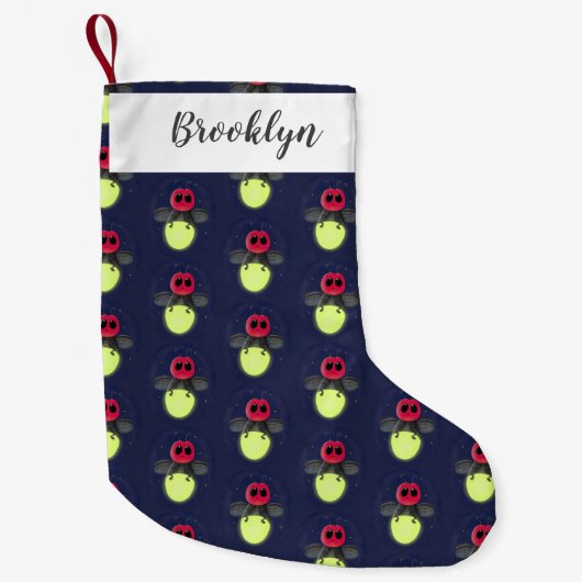 かわいい稲妻の虫ホタル漫画イラストレーション スモールクリスマスストッキング (正面)