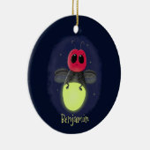 かわいい稲妻の虫ホタル漫画イラストレーション セラミックオーナメント (右)