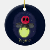 かわいい稲妻の虫ホタル漫画イラストレーション セラミックオーナメント (裏面)