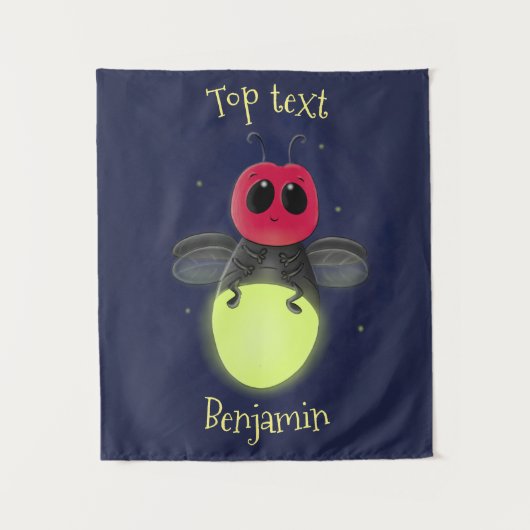 かわいい稲妻の虫ホタル漫画イラストレーション タペストリー (正面)