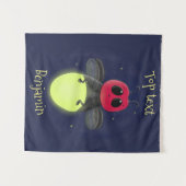 かわいい稲妻の虫ホタル漫画イラストレーション タペストリー (正面(横))