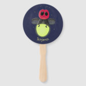 かわいい稲妻の虫ホタル漫画イラストレーション ハンドファン (裏面)