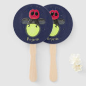 かわいい稲妻の虫ホタル漫画イラストレーション ハンドファン (正面&裏面)