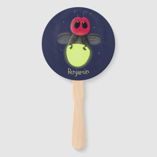 かわいい稲妻の虫ホタル漫画イラストレーション ハンドファン (正面)